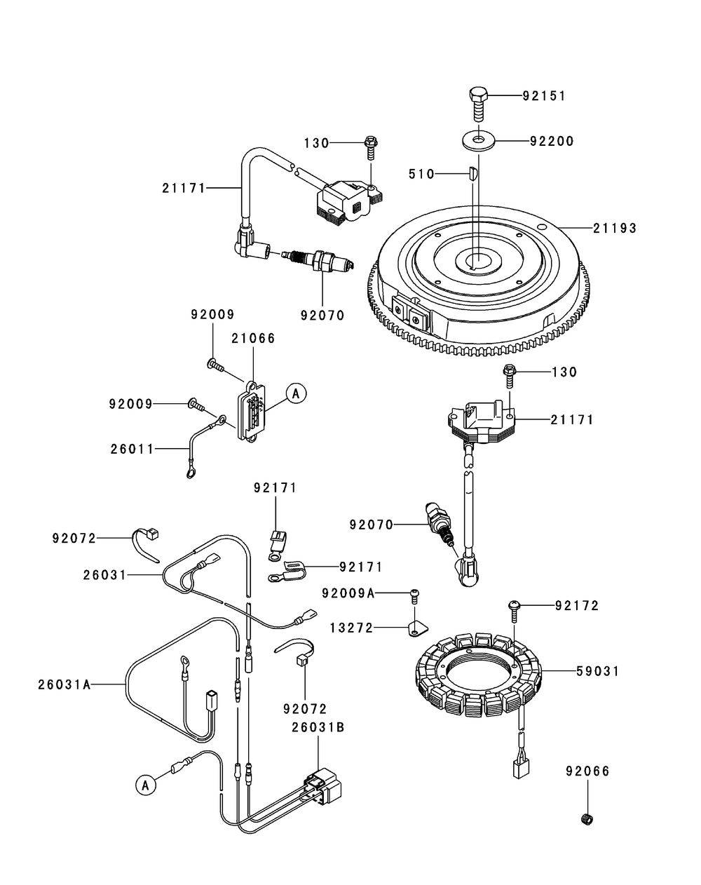Kawasaki Fr651v-As05 Electric Equipment Diagram and Parts List for Z-FORCES48LP 17AP5BHB-17AP5BHB710 Cub Cadet Lawn Tractor